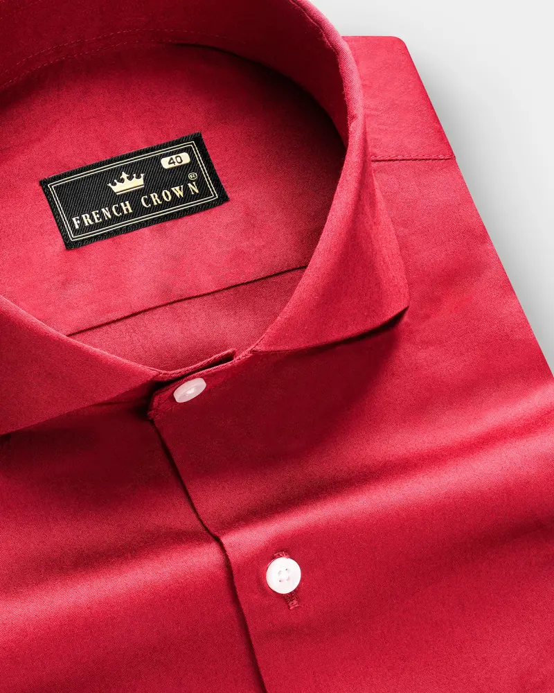 Venetian Rouge-Cardinal Red Subtle Sheen Super Soft Premium Cotton Cut Away Collar Dress Shirt 1