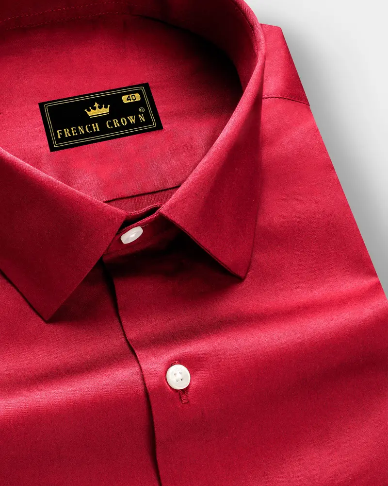 Venetian Rouge-Cardinal Red Subtle Sheen Super Soft Premium Cotton Dress Shirt 1