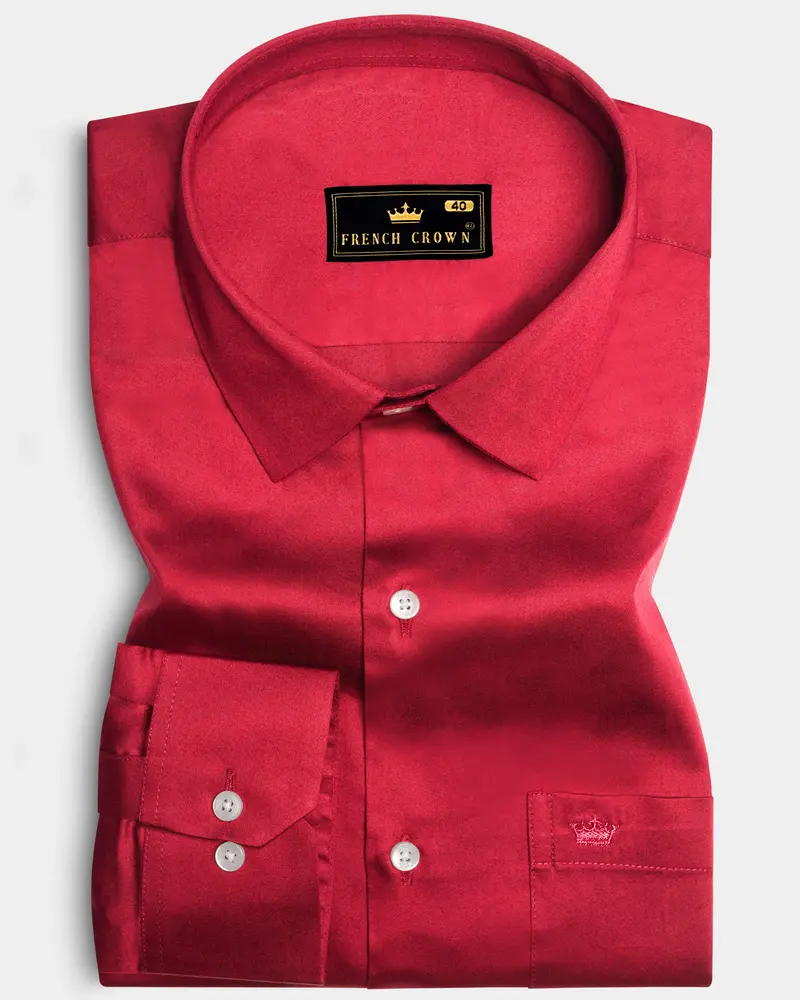 Venetian Rouge-Cardinal Red Subtle Sheen Super Soft Premium Cotton Dress Shirt 10