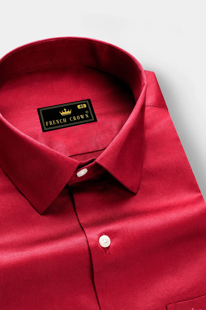 Venetian Rouge-Cardinal Red Subtle Sheen Super Soft Premium Cotton Dress Shirt 2