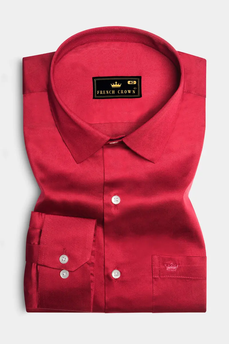 Venetian Rouge-Cardinal Red Subtle Sheen Super Soft Premium Cotton Dress Shirt 4