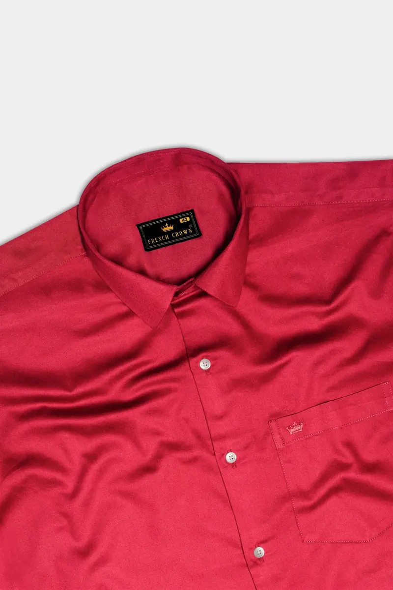 Venetian Rouge-Cardinal Red Subtle Sheen Super Soft Premium Cotton Dress Shirt 5