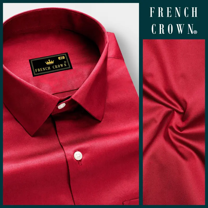 Venetian Rouge-Cardinal Red Subtle Sheen Super Soft Premium Cotton Dress Shirt 8