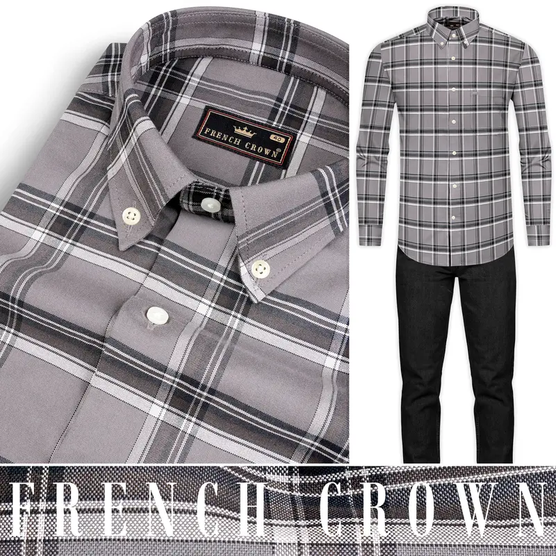 Venus Gray And Matterhorn Plaid Royal Oxford Shirt 10