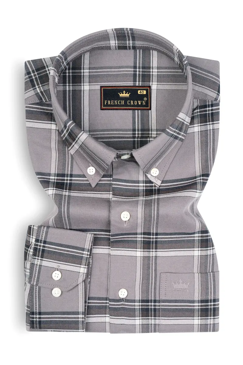 Venus Gray And Matterhorn Plaid Royal Oxford Shirt 3
