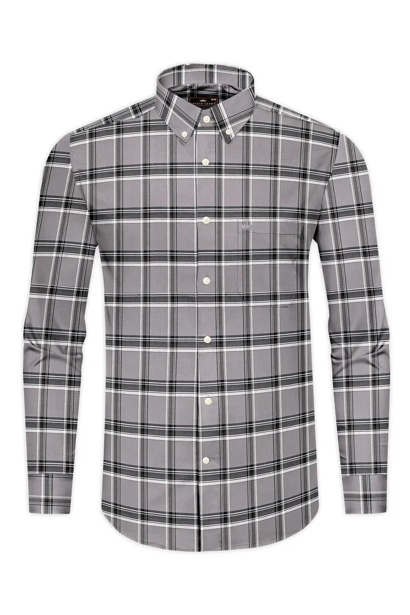 Venus Gray And Matterhorn Plaid Royal Oxford Shirt 4