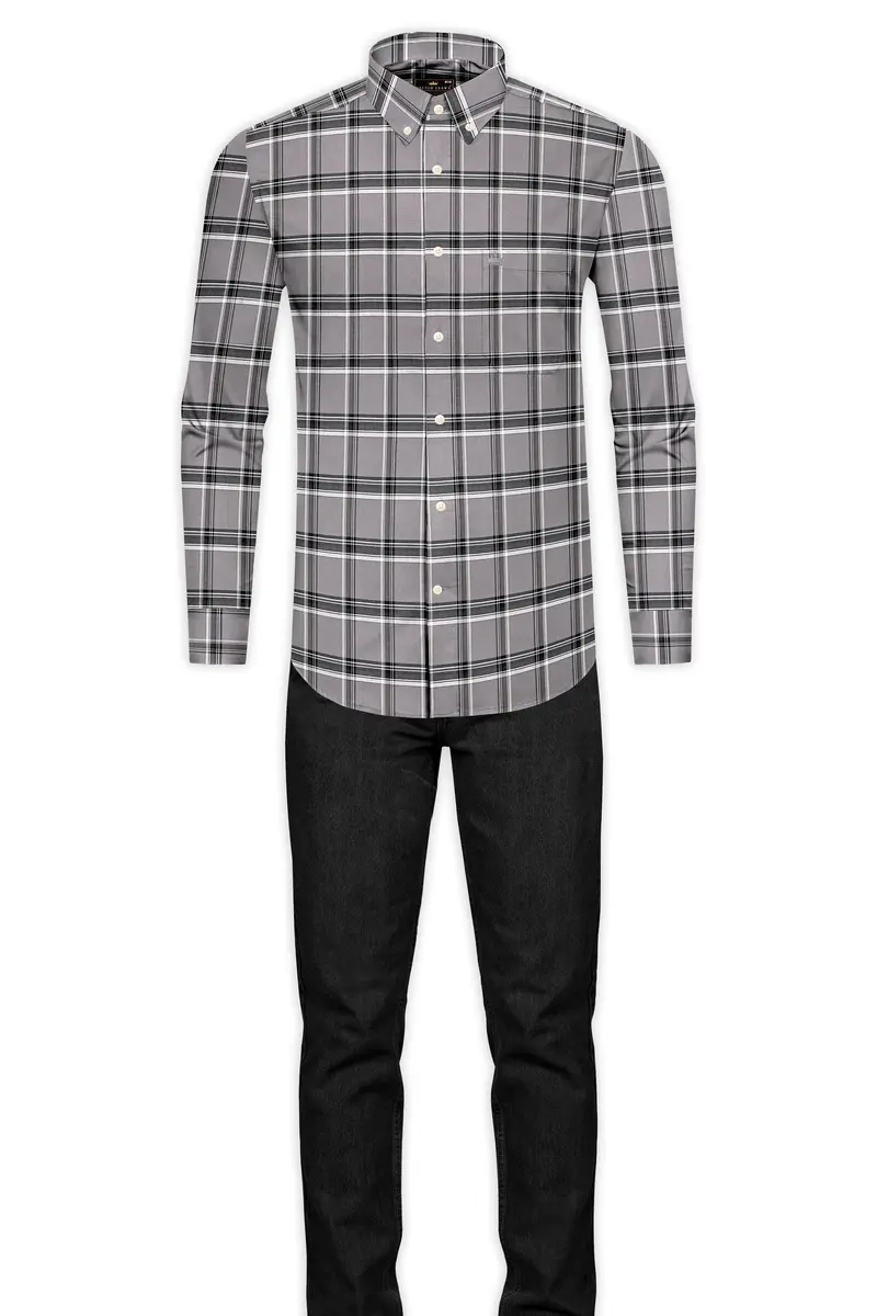 Venus Gray And Matterhorn Plaid Royal Oxford Shirt 6