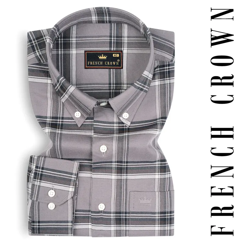 Venus Gray And Matterhorn Plaid Royal Oxford Shirt 7