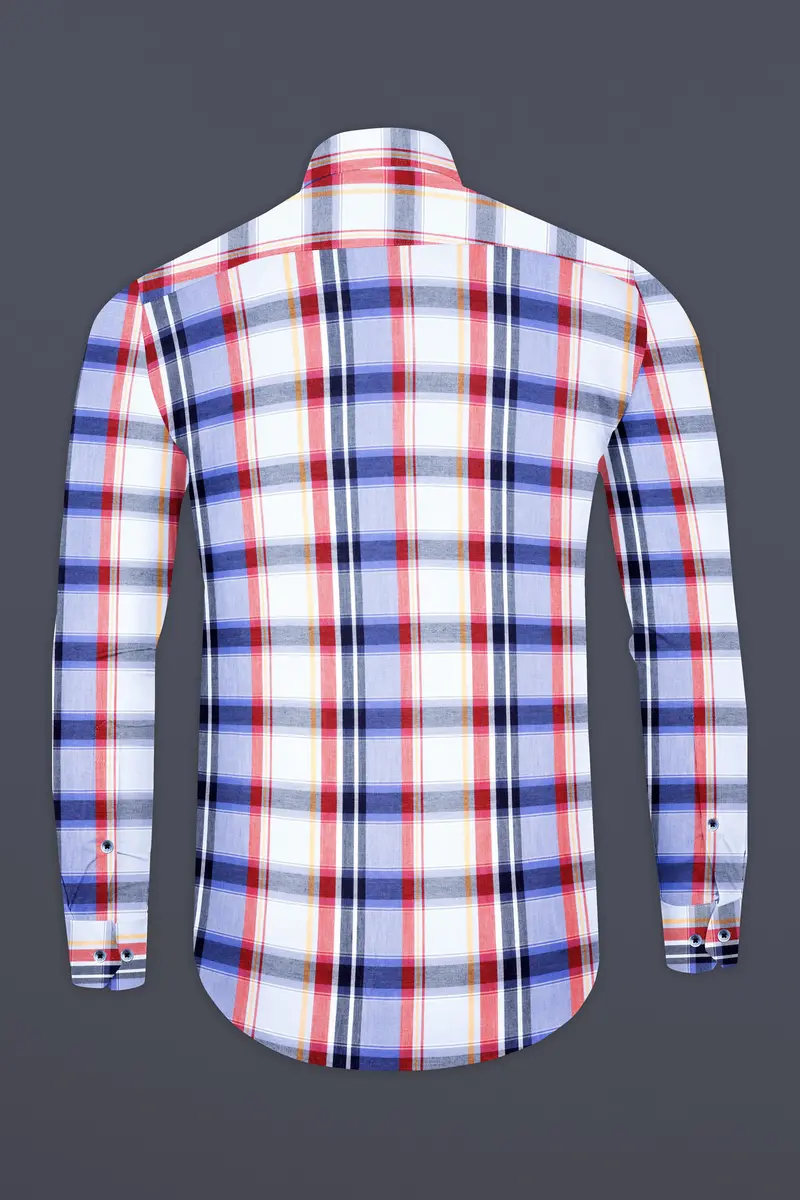 Venus Gray And Moonstone Blue Multicolor Plaid Premium Cotton Shirt 5