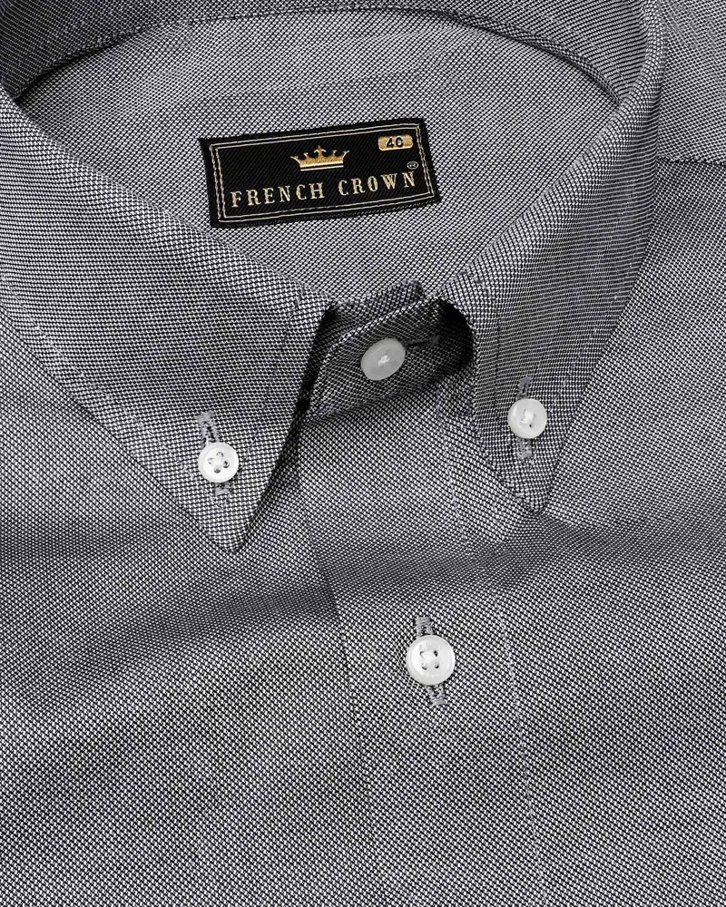 Venus Gray Dobby Textured Premium Giza Cotton Shirt 1