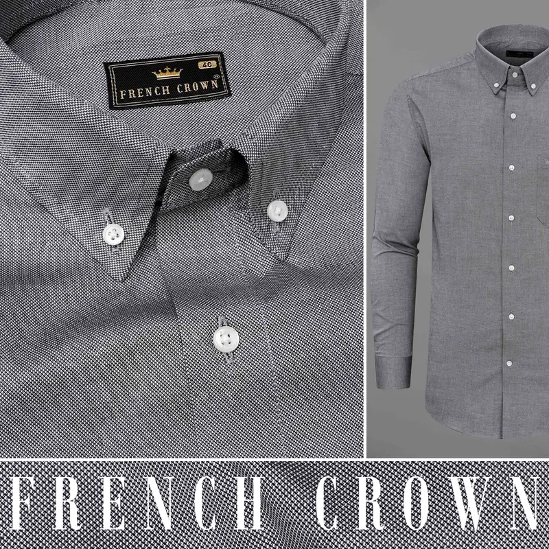 Venus Gray Dobby Textured Premium Giza Cotton Shirt 10