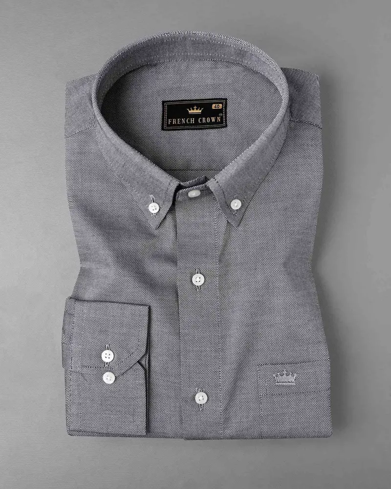Venus Gray Dobby Textured Premium Giza Cotton Shirt 3