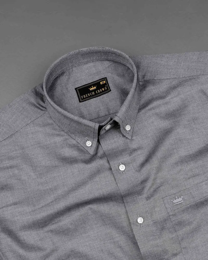 Venus Gray Dobby Textured Premium Giza Cotton Shirt 4
