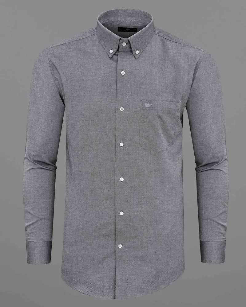 Venus Gray Dobby Textured Premium Giza Cotton Shirt 5