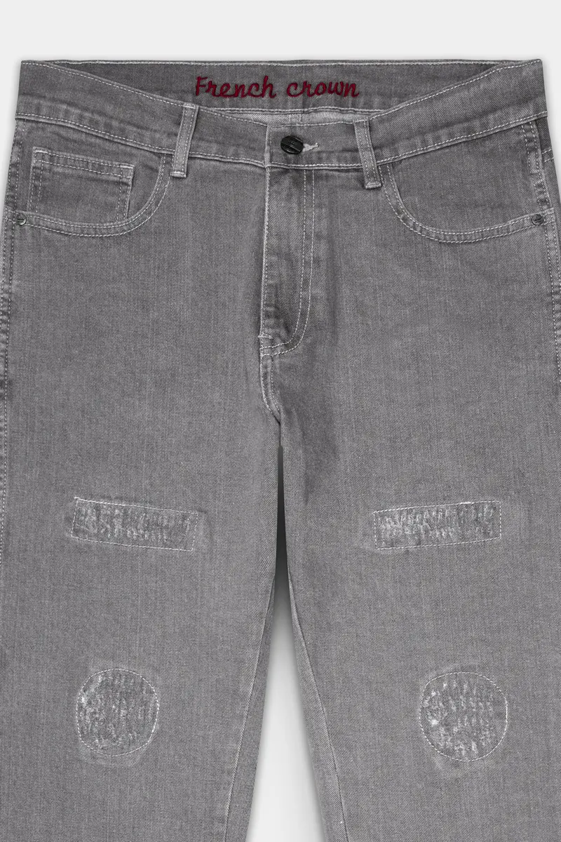 Venus Gray Mildly Distressed Stretchable Denim 4