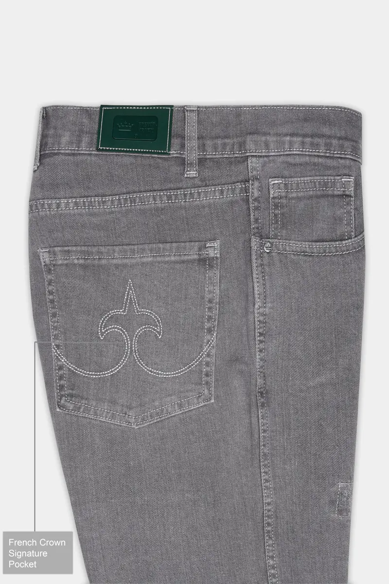 Venus Gray Mildly Distressed Stretchable Denim 7