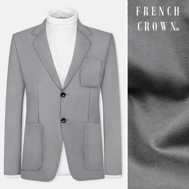 Venus Gray Solid Cotton Single Breasted Sports Blazer 1
