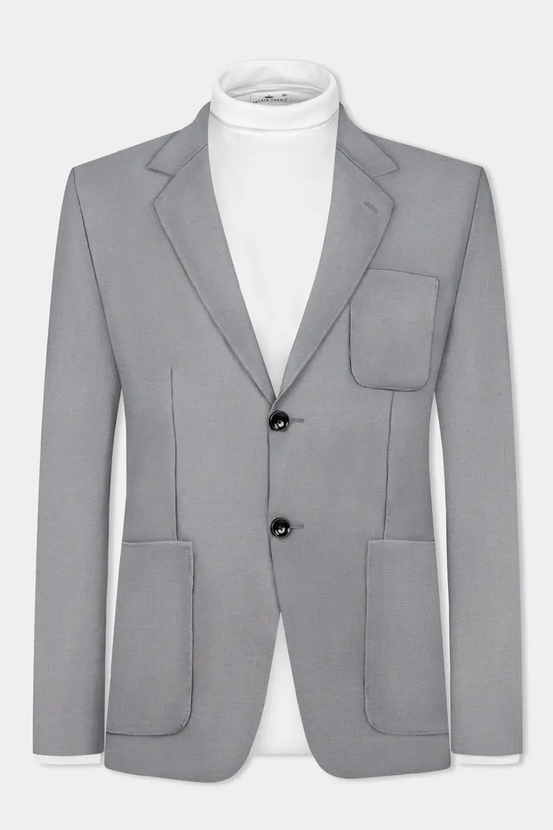 Venus Gray Solid Cotton Single Breasted Sports Blazer 2