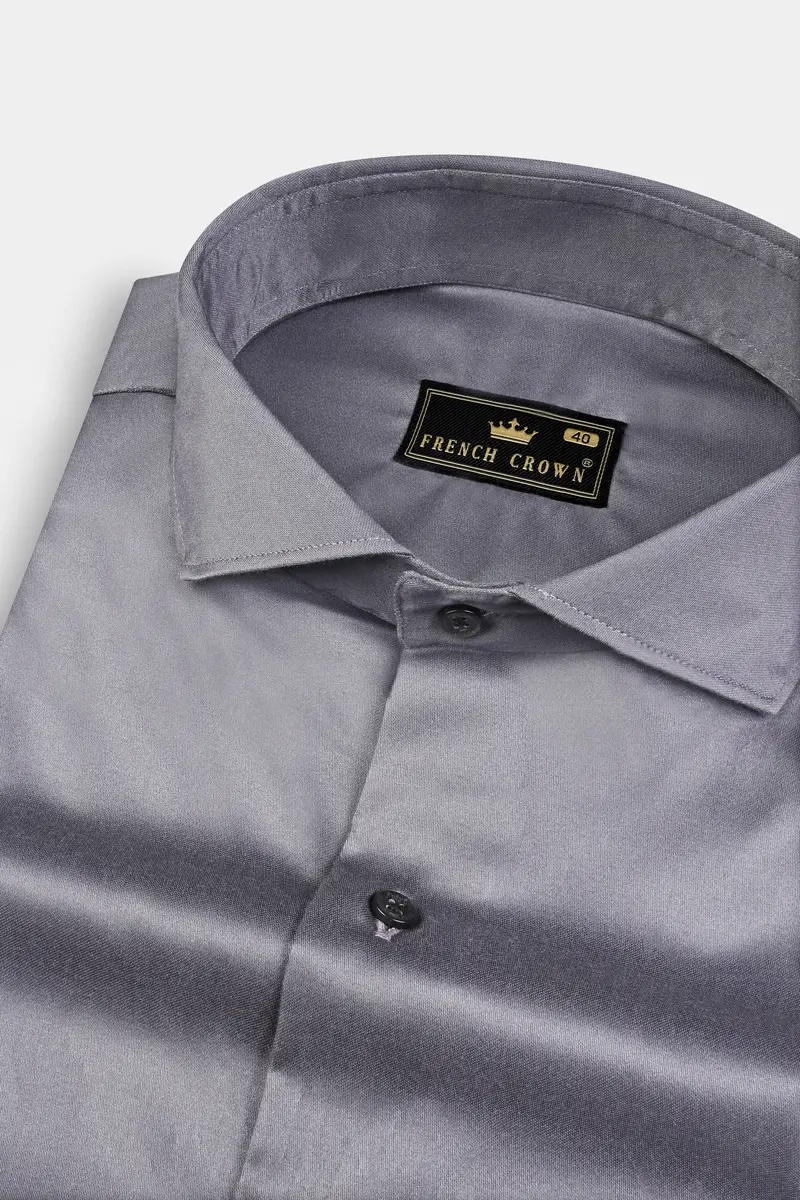 Venus Gray Solid Subtle Sheen Super Soft Premium Cotton Shirt 1