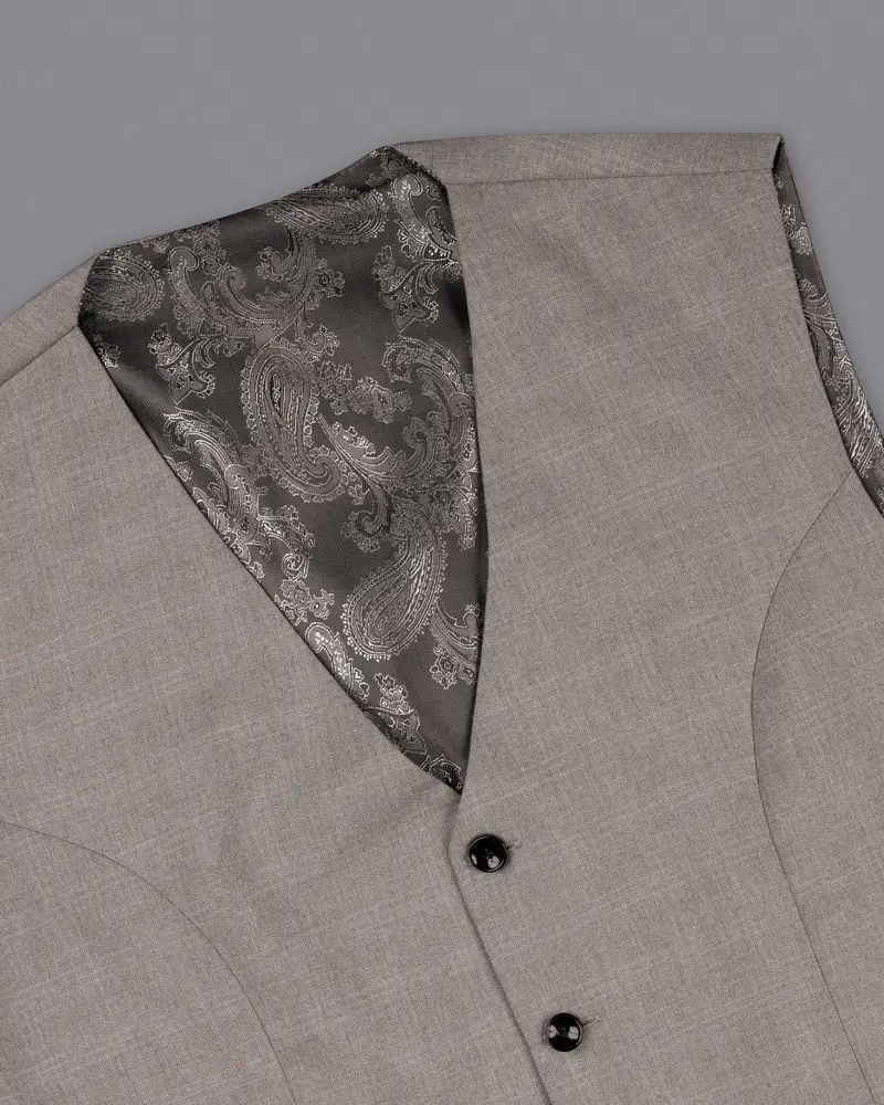 Venus Gray Subtle Plaid Wool Rich Waistcoat 4
