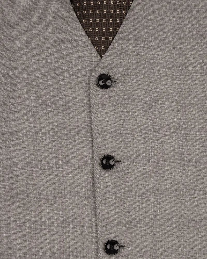Venus Gray Subtle Plaid Wool Rich Waistcoat 5
