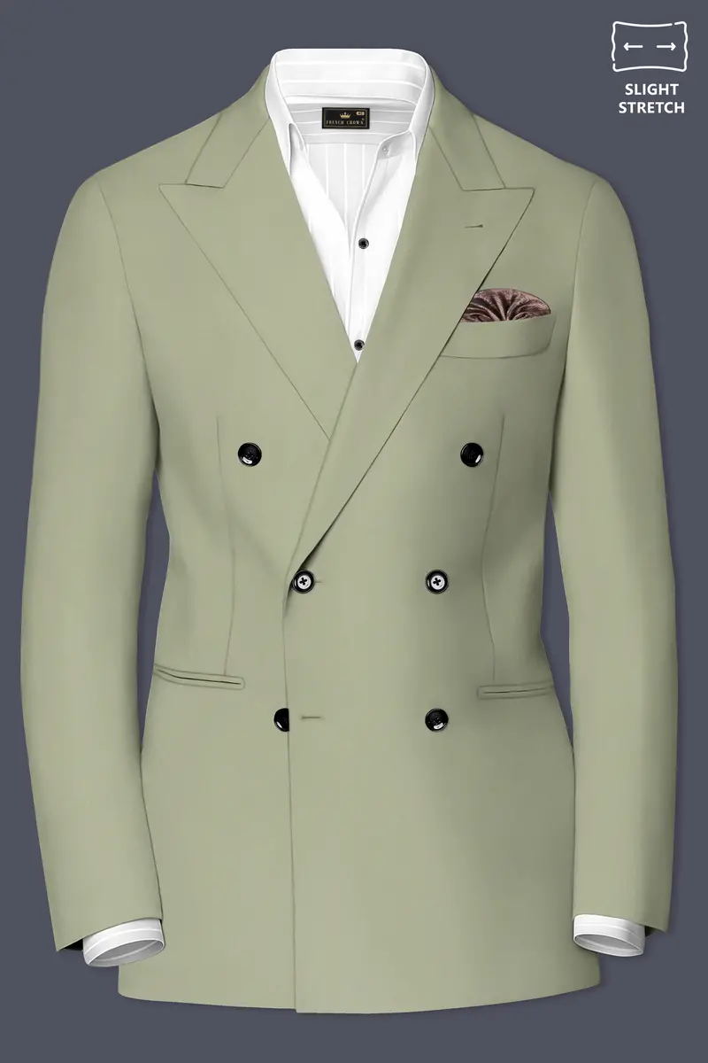 Verdan-Sage Green Slight Stretch Subtle Sheen Poly-Viscose Double Breasted Suit 10