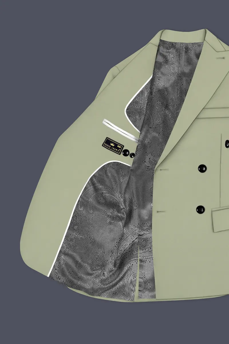 Verdan-Sage Green Slight Stretch Subtle Sheen Poly-Viscose Double Breasted Suit 6