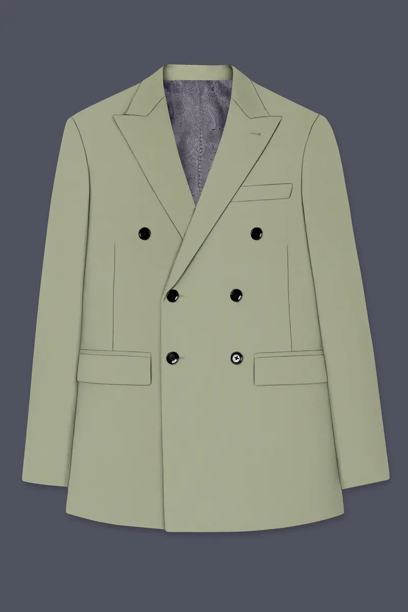 Verdan-Sage Green Slight Stretch Subtle Sheen Poly-Viscose Double Breasted Suit 8