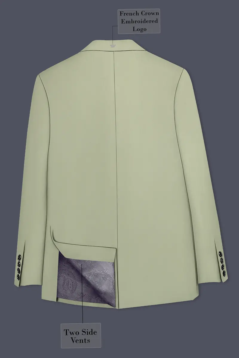 Verdan-Sage Green Slight Stretch Subtle Sheen Poly-Viscose Double Breasted Suit 9