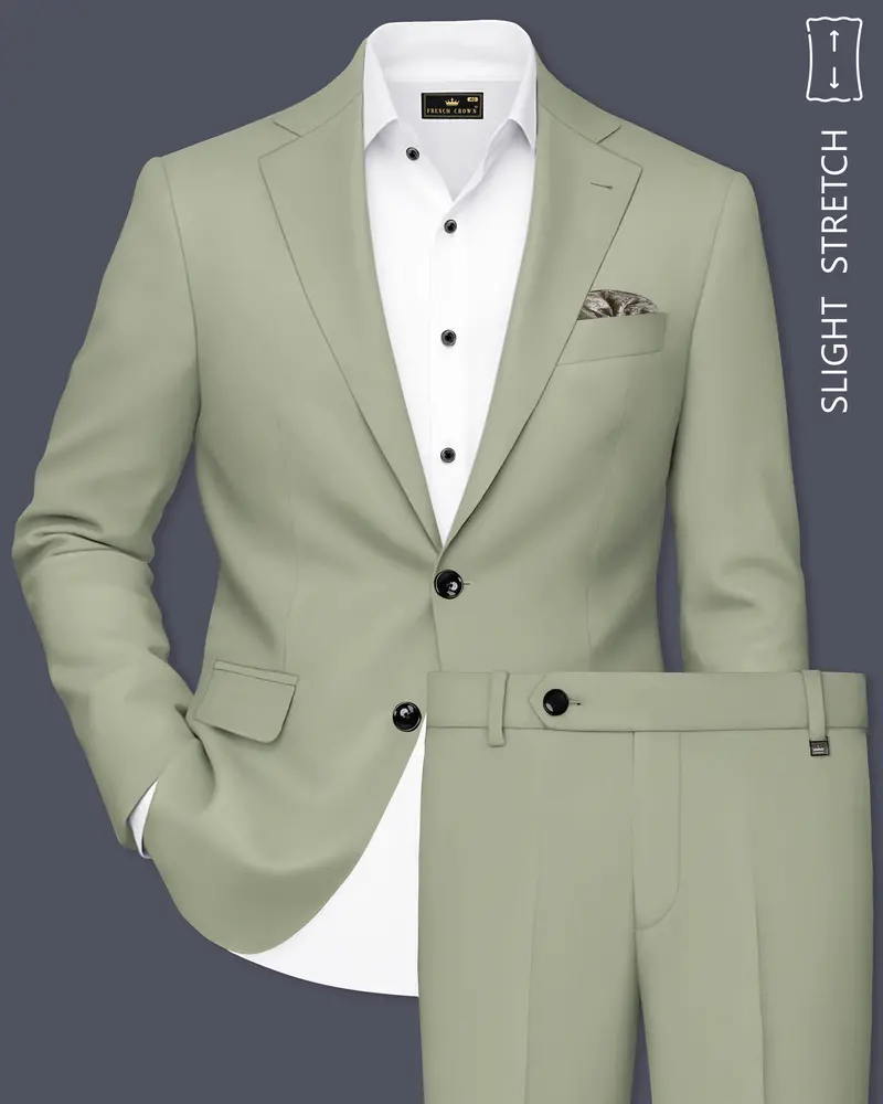 Verdan-Sage Green Slight Stretch Subtle Sheen Poly-Viscose Single Breasted Suit 1