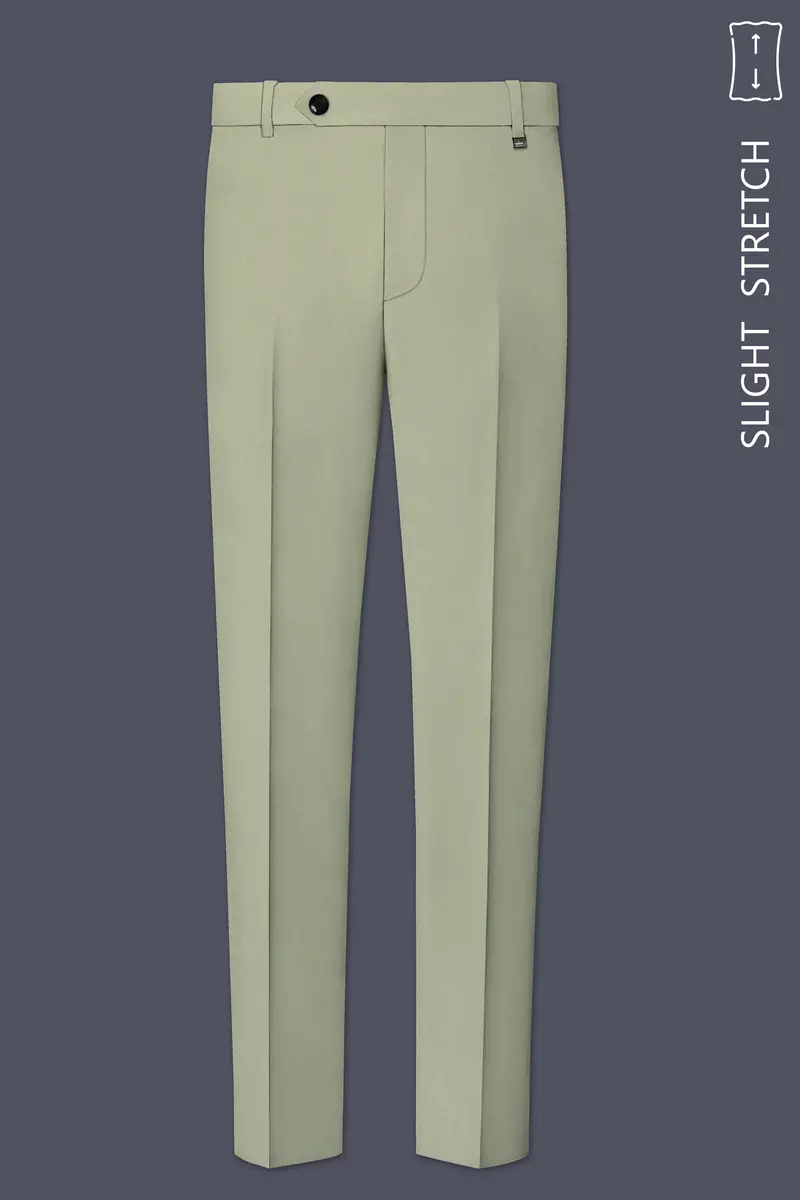 Verdan-Sage Green Slight Stretch Subtle Sheen Poly-Viscose Waistband Pant 2