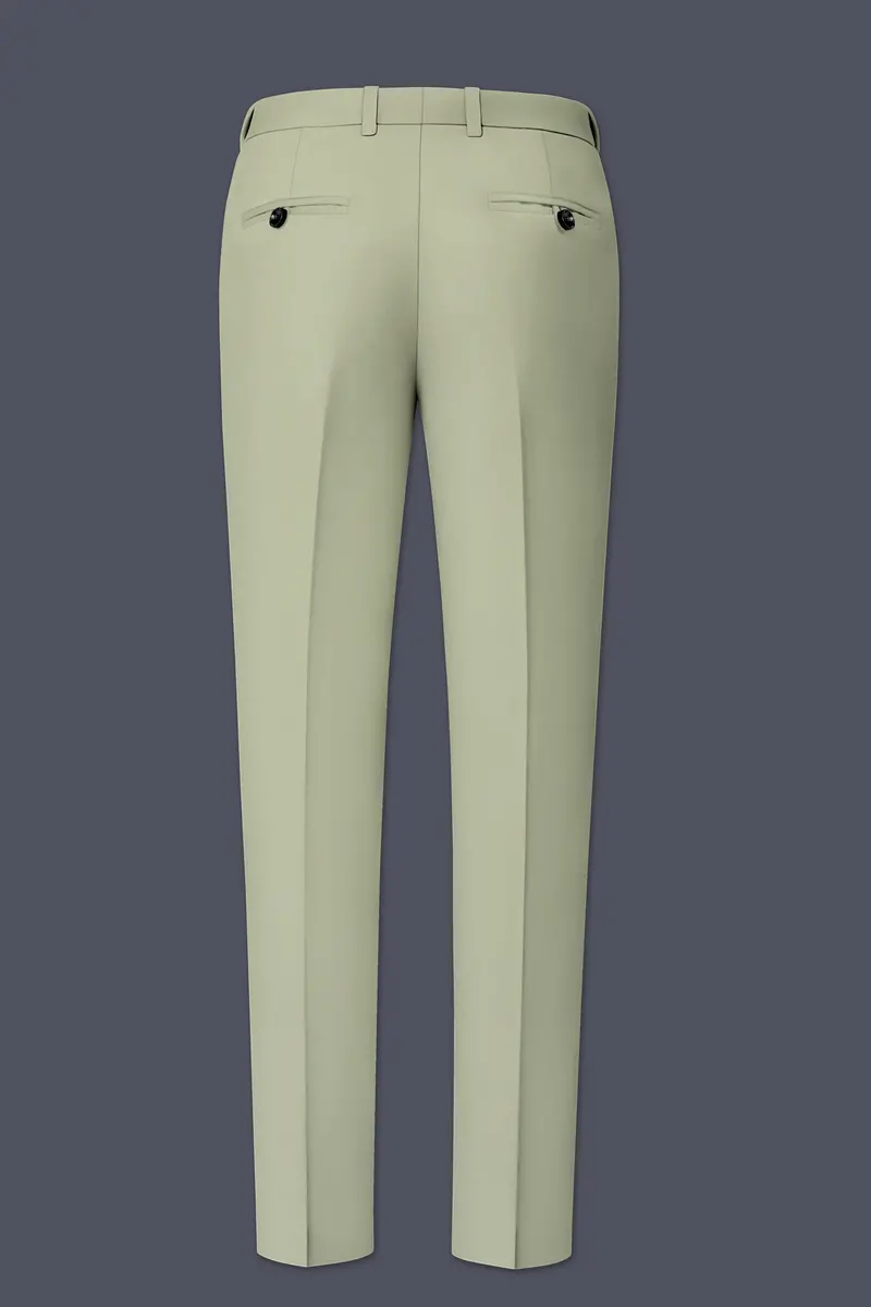 Verdan-Sage Green Slight Stretch Subtle Sheen Poly-Viscose Waistband Pant 5