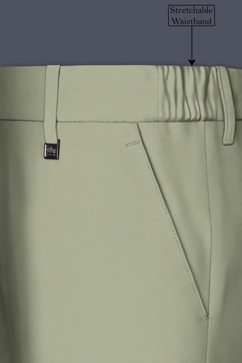 Verdan-Sage Green Slight Stretch Subtle Sheen Poly-Viscose Waistband Pant 6