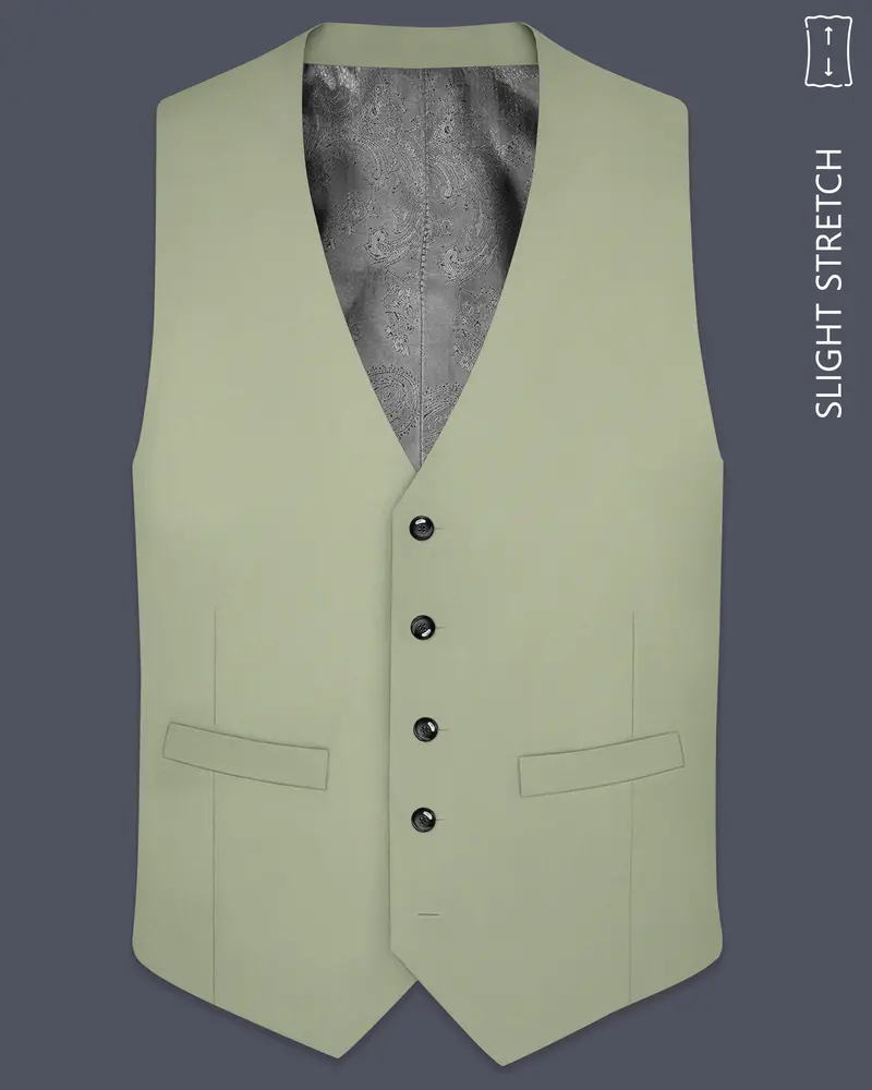 Verdan-Sage Green Slight Stretch Subtle Sheen Poly-Viscose Waistcoat 1