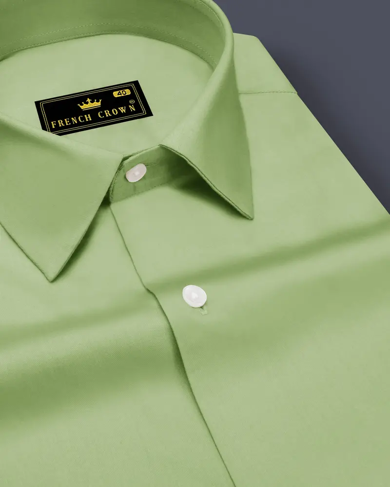 Verdan-Tan Green Subtle Sheen Super Soft Premium Cotton Dress Shirt 1