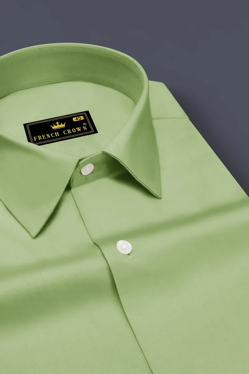 Verdan-Tan Green Subtle Sheen Super Soft Premium Cotton Dress Shirt 2