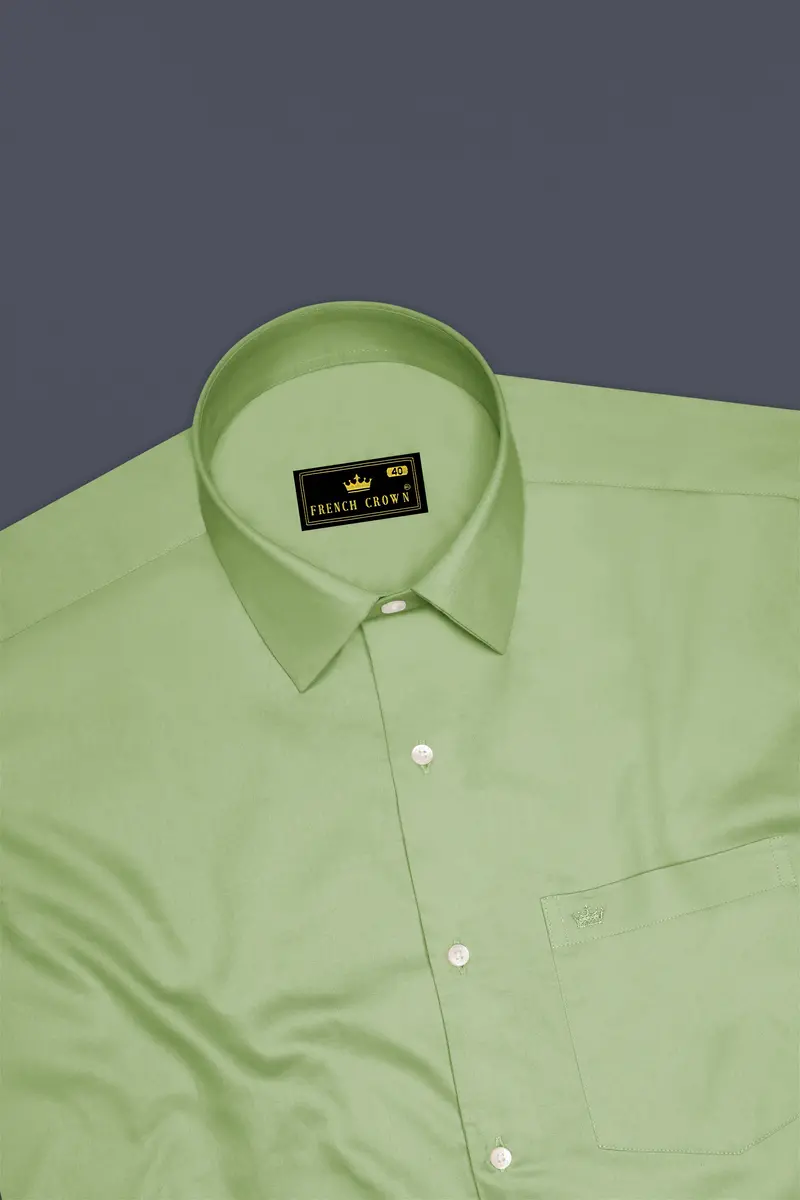 Verdan-Tan Green Subtle Sheen Super Soft Premium Cotton Dress Shirt 5