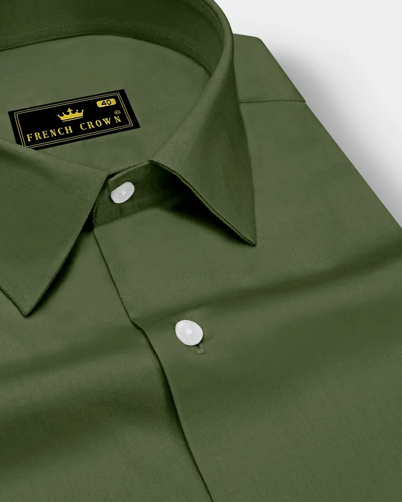 Verdant-Camo Green Subtle Sheen Super Soft Premium Cotton Dress Shirt 1