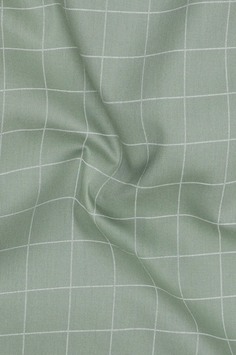 Verdant-Chalice Green And Bright White Windowpane Subtle Sheen Super Soft Premium Cotton Dress Shirt 3