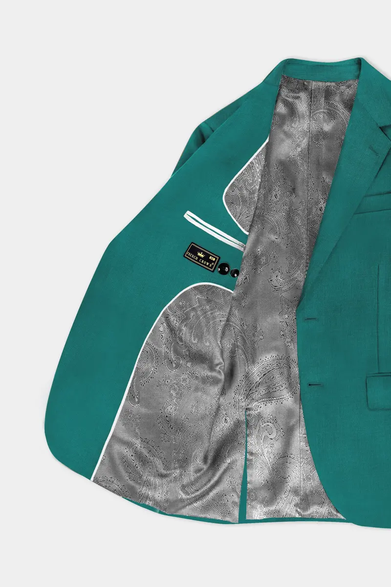 Verdant Classic-Surfie Green Solid Wool Rich Single Breasted Slight Stretch Blazer 4