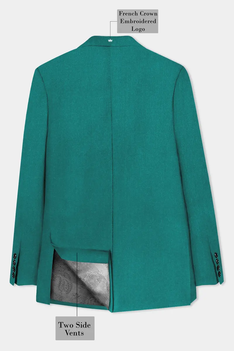 Verdant Classic-Surfie Green Solid Wool Rich Single Breasted Slight Stretch Blazer 8