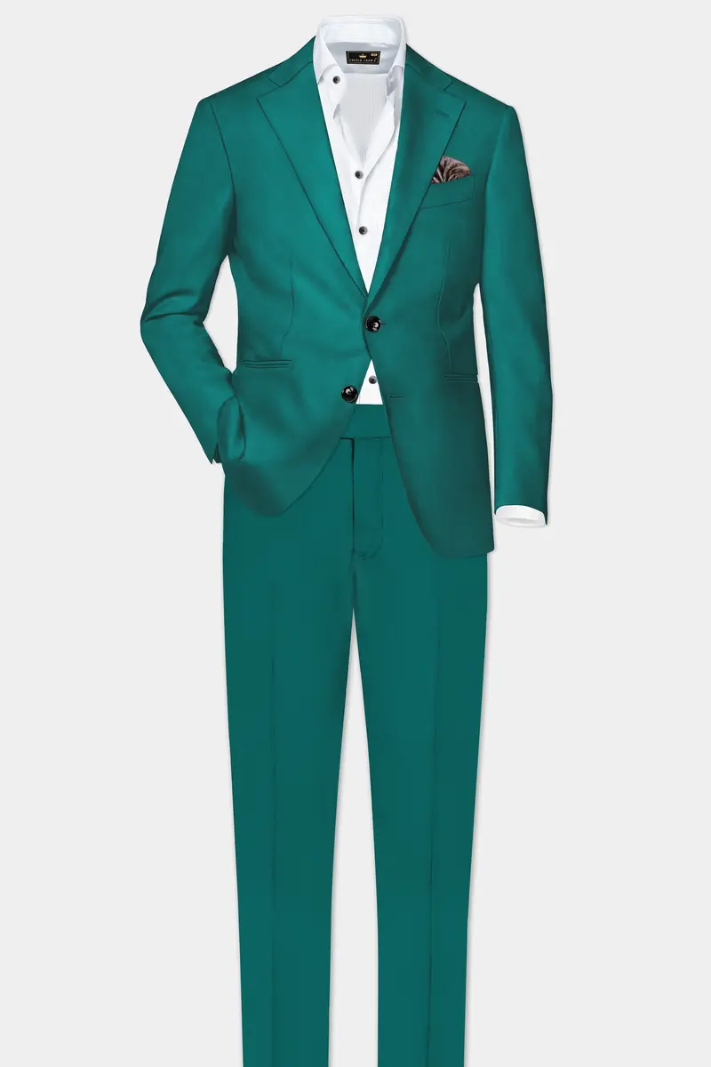 Verdant Classic-Surfie Green Solid Wool Rich Single Breasted Slight Stretch Blazer 9