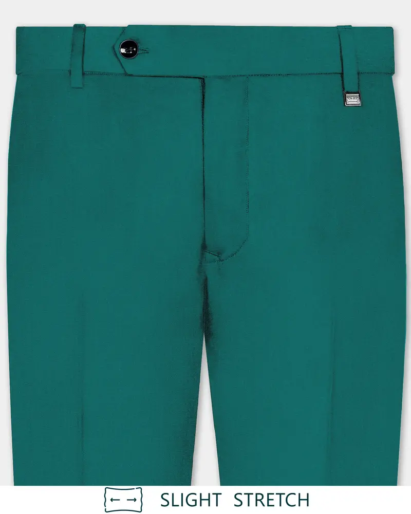 Verdant Classic-Surfie Green Solid Wool Rich Slight Stretch Waistband Pant 1