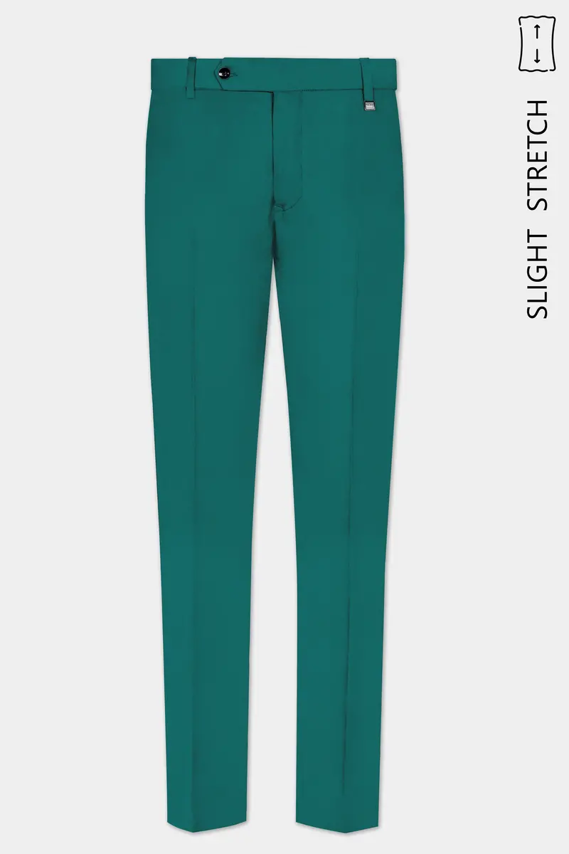 Verdant Classic-Surfie Green Solid Wool Rich Slight Stretch Waistband Pant 2