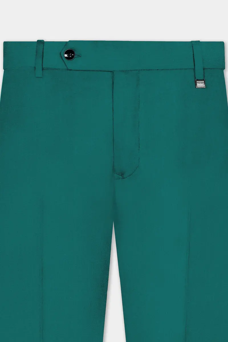 Verdant Classic-Surfie Green Solid Wool Rich Slight Stretch Waistband Pant 4