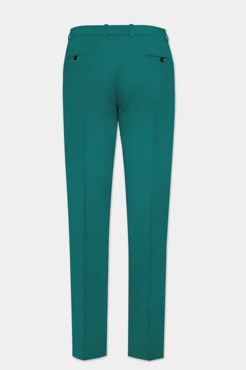 Verdant Classic-Surfie Green Solid Wool Rich Slight Stretch Waistband Pant 5