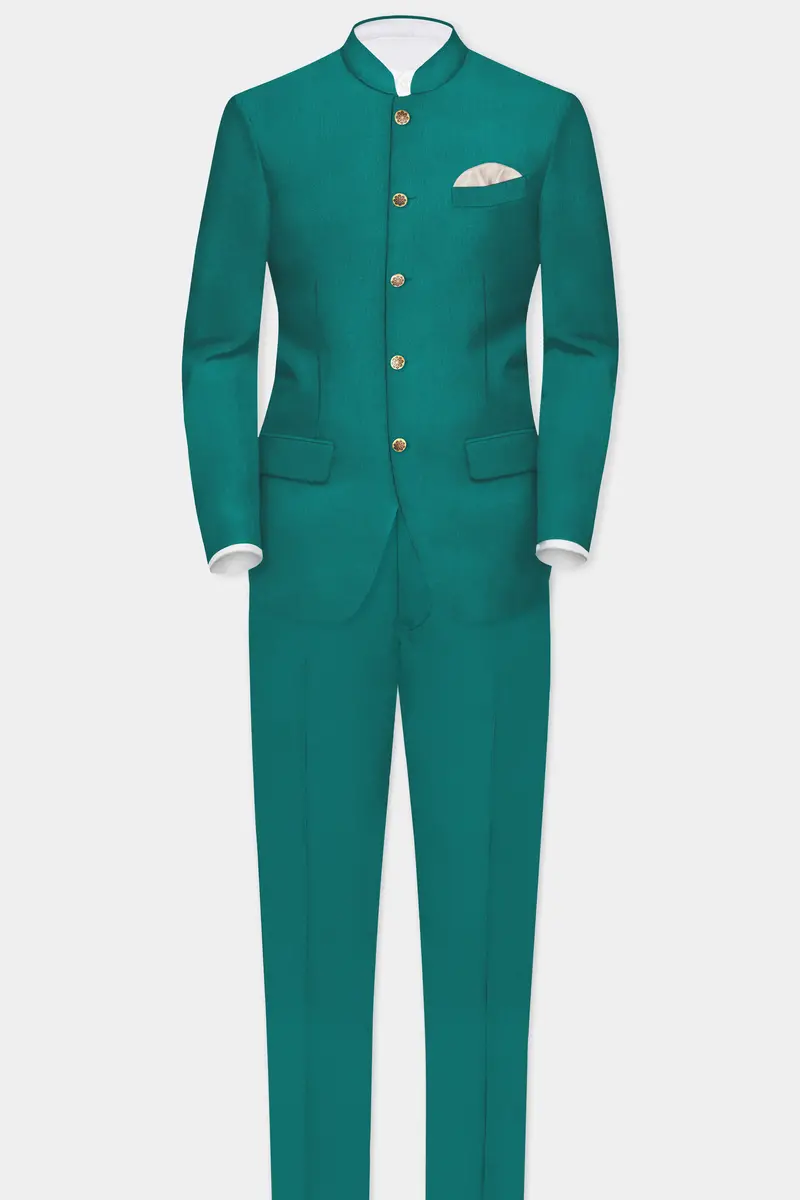 Verdant Classic-Surfie Green Solid Wool Rich Slight Stretch Waistband Pant 7