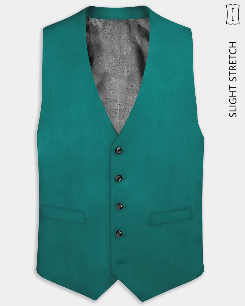 Verdant Classic-Surfie Green Solid Wool Rich Slight Stretch Waistcoat 1