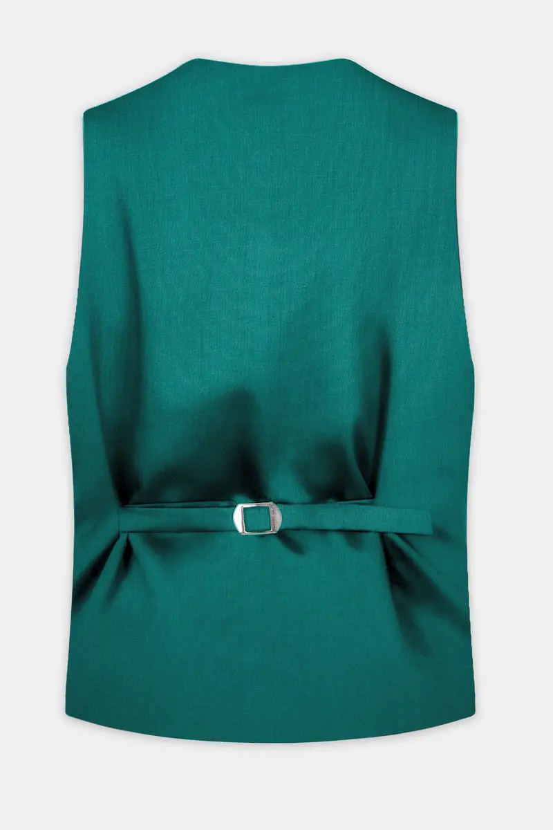 Verdant Classic-Surfie Green Solid Wool Rich Slight Stretch Waistcoat 4