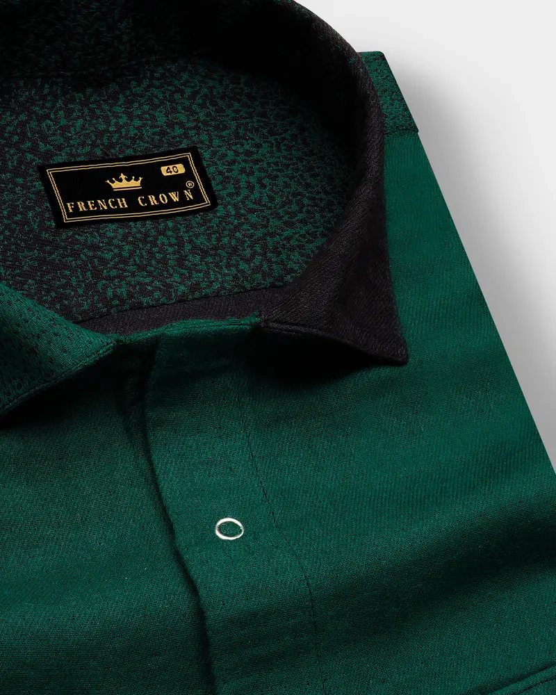 Verdant Echo-Zucchini Green Printed Oxford Premium Cotton Casual Designer Shirt 11